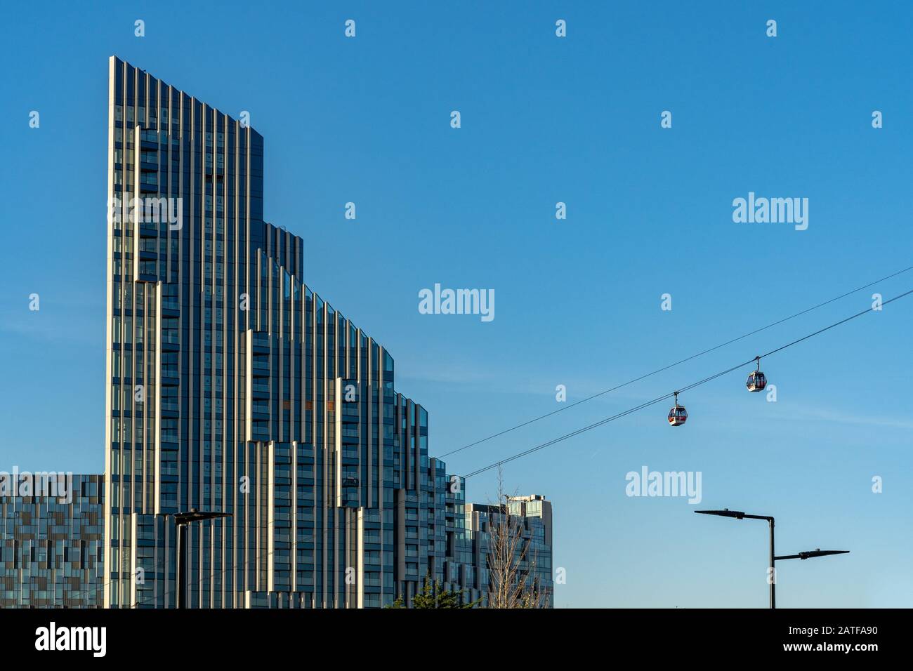 Londres et Emirates Air Line téléphérique de North Greenwich à Royal Docks Banque D'Images