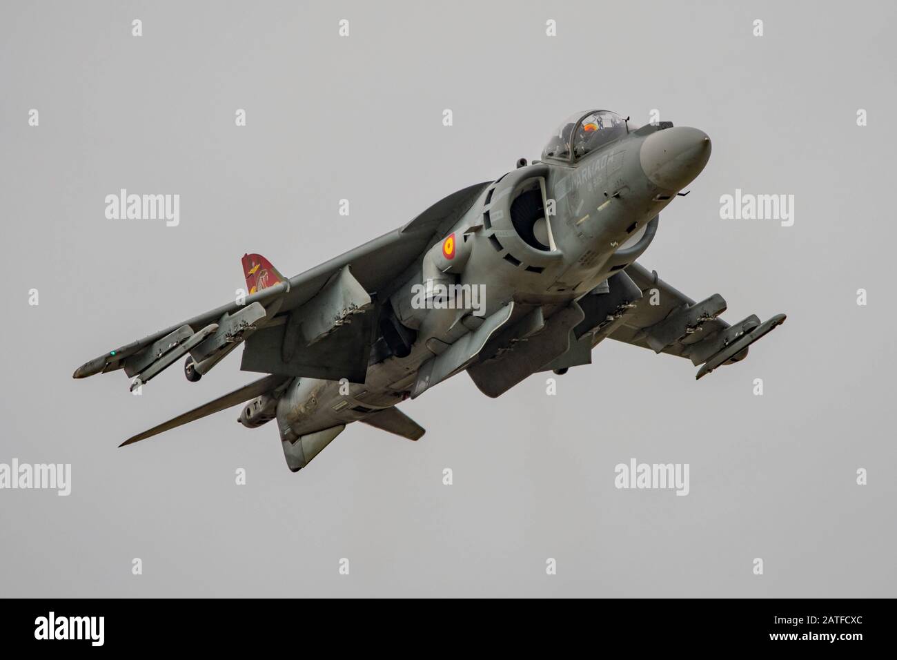 L'exposition des avions de combat EAV-8 B Harrier II plus de la Marine espagnole au Royal International Air Tattoo, RAF Fairford, Royaume-Uni, le 21 juillet 2019. Banque D'Images