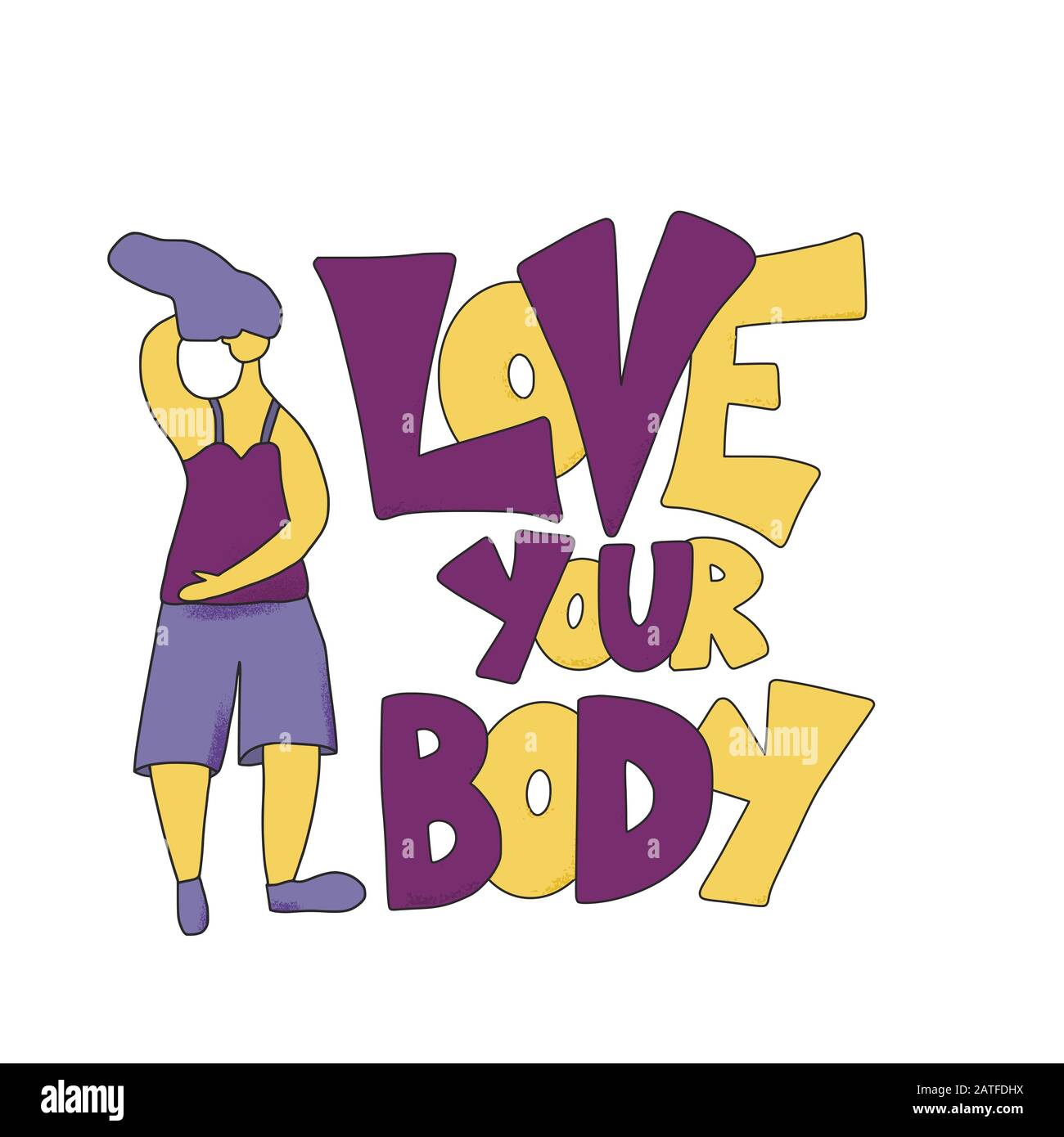 Aimez Votre Phrase De Corps Isolee Jolie Femme Et Slogan Stylise Citation Positive Inspirante Avec Jolie Fille Caractere Feminin Et Lettrage Vecteur Image Vectorielle Stock Alamy