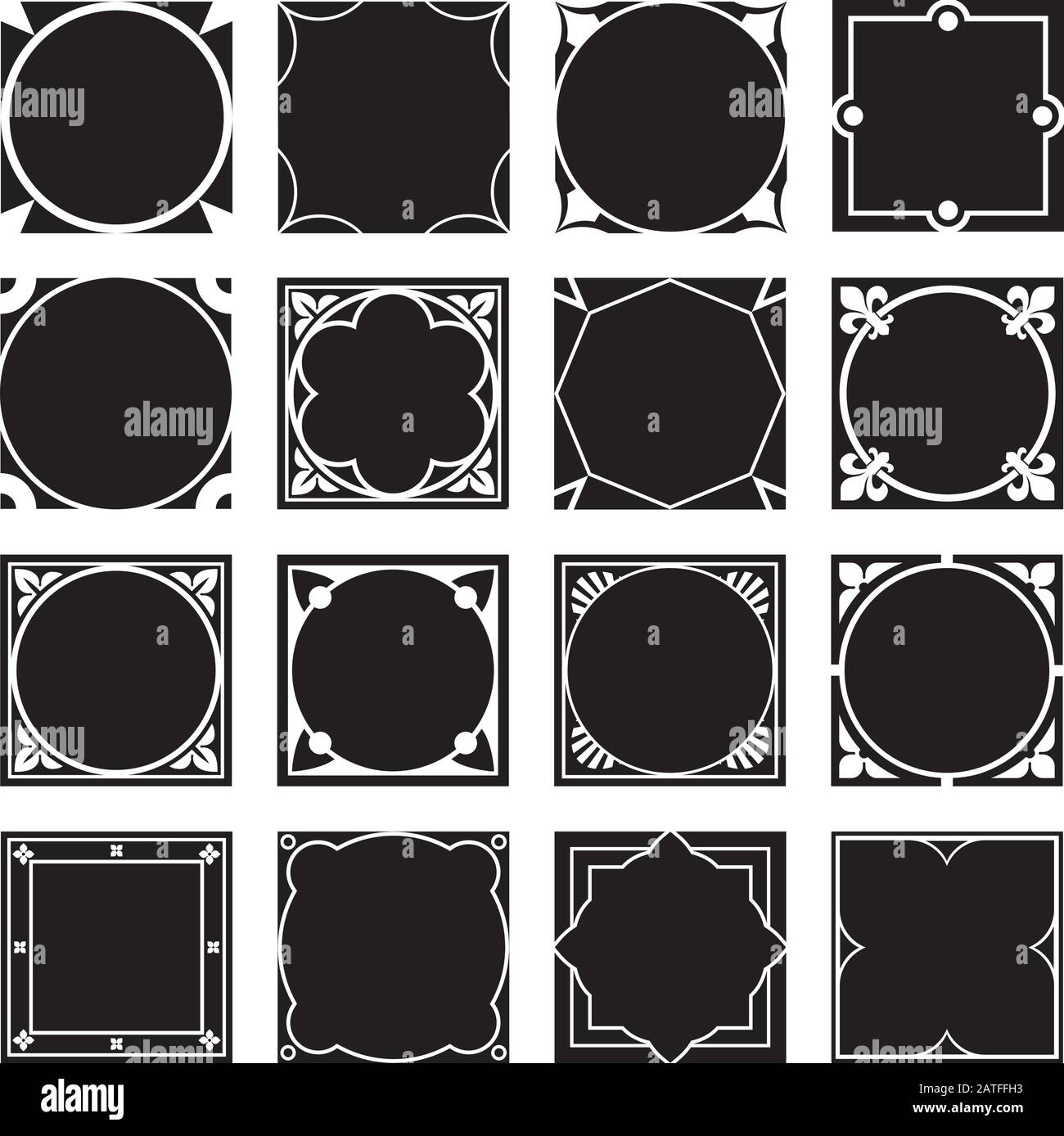 Collection De Cadres De Bordure Décoratifs Carrés. Idéal pour les étiquettes anciennes. Illustration de Vecteur