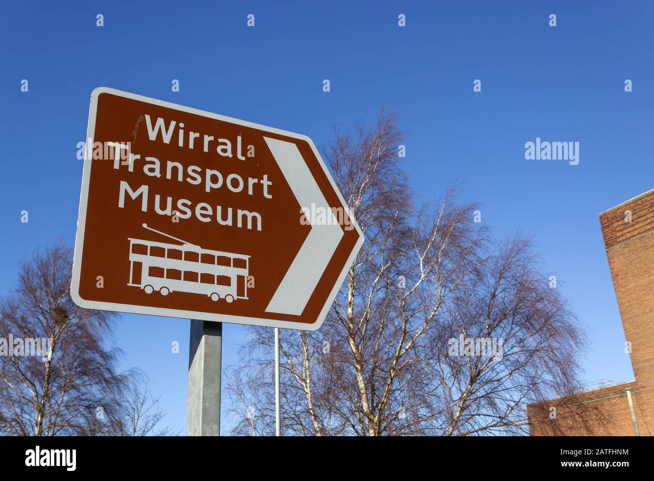 Panneau du musée du transport Wirral, rue Cleveland, Birkenhead Banque D'Images
