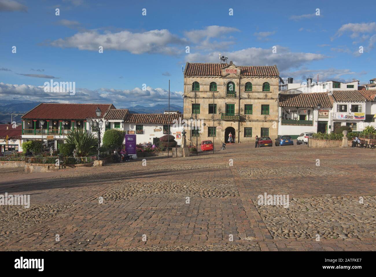 Casa del Gobierno dans la ville coloniale du patrimoine de Monguí, Boyaca, Colombie Banque D'Images