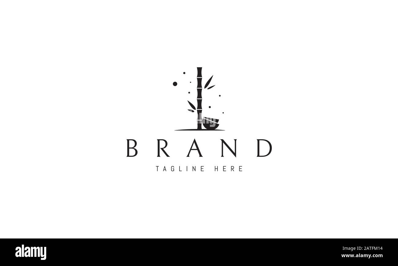 Logo vectoriel sur lequel une image abstraite de bambou avec des bols. Illustration de Vecteur