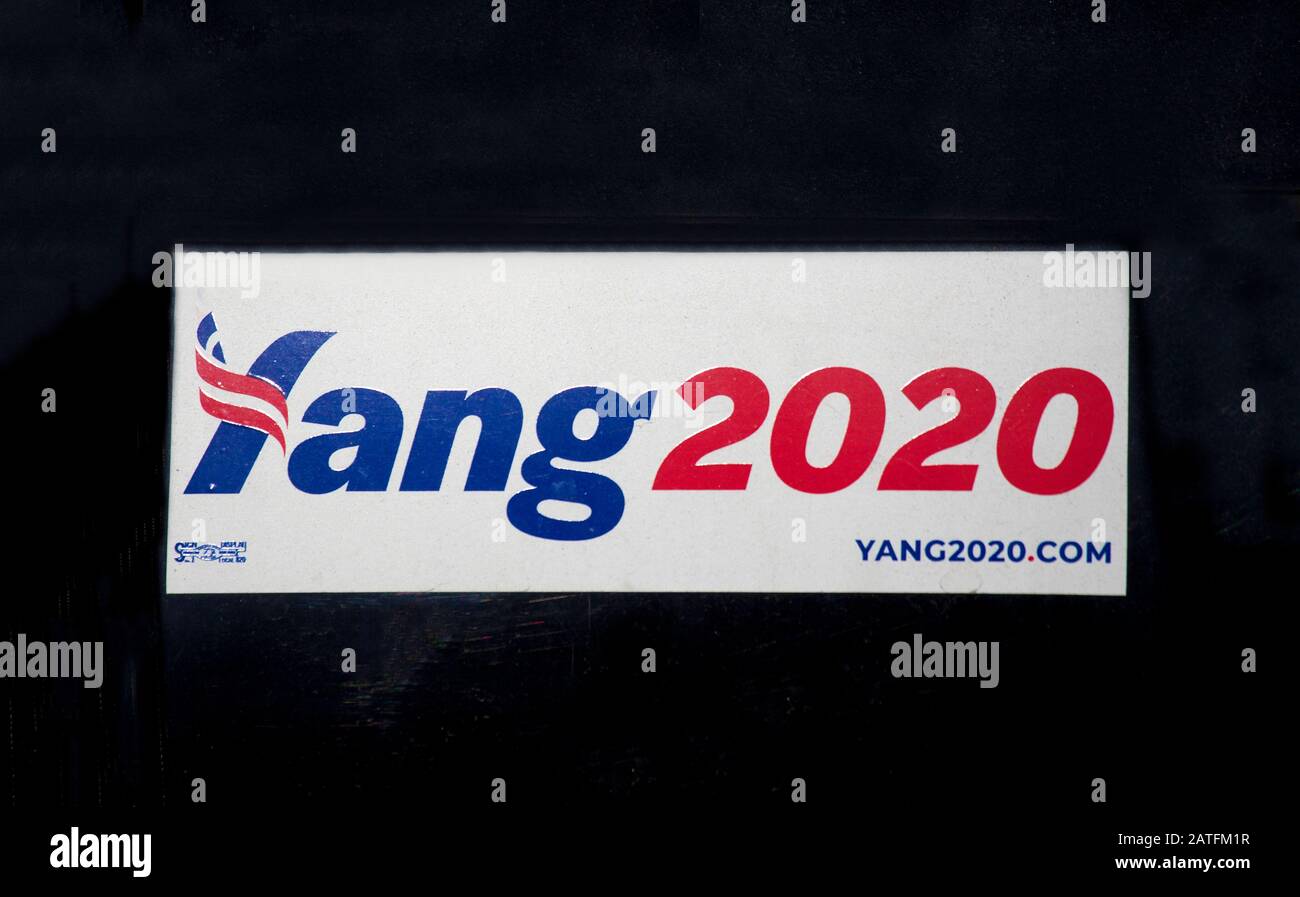 Yang Pour L'Autocollant De Bouclier Du Président 2020 Banque D'Images