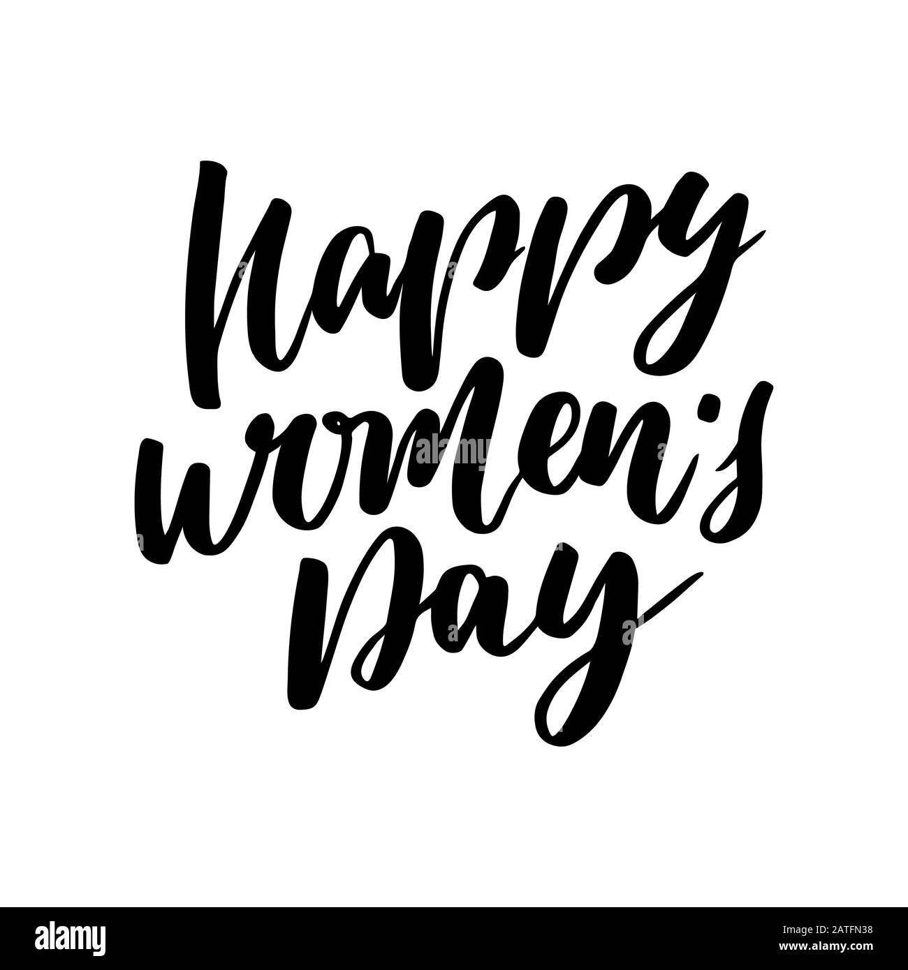 Bonne Journée de la femme Texte pour carte de vœux. Expressions calligraphiques romantique pour mars, 8 isolé sur fond blanc. Carte postale de lettrage. Handlett moderne Banque D'Images
