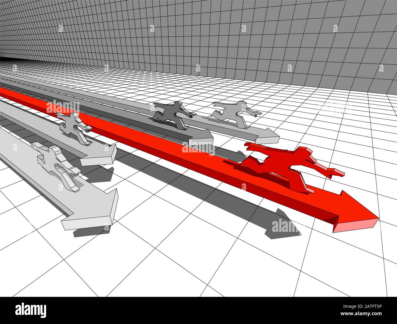 cinq hommes qui se trouvent sur les flèches de diagramme rapide dans le diagramme d'affaires abstrait Illustration de Vecteur