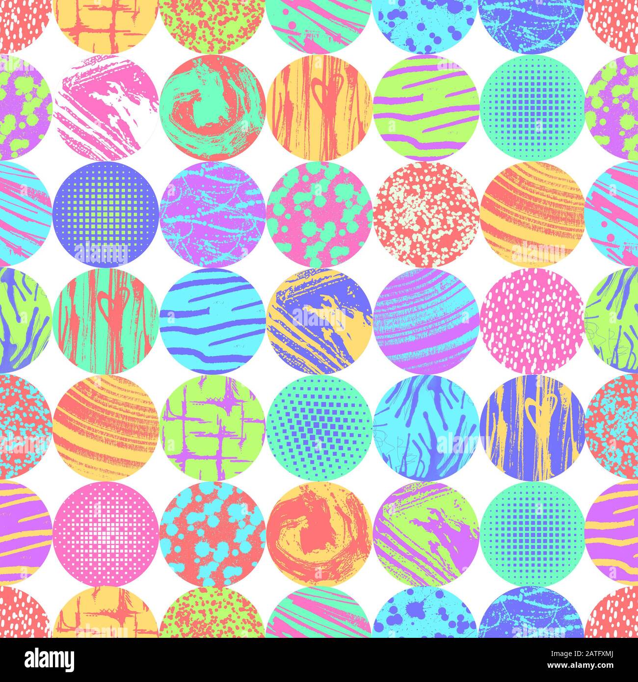 Contours de forme aquarelle dans les cercles géométriques. Formes colorées sans couture sur fond blanc. Banque D'Images