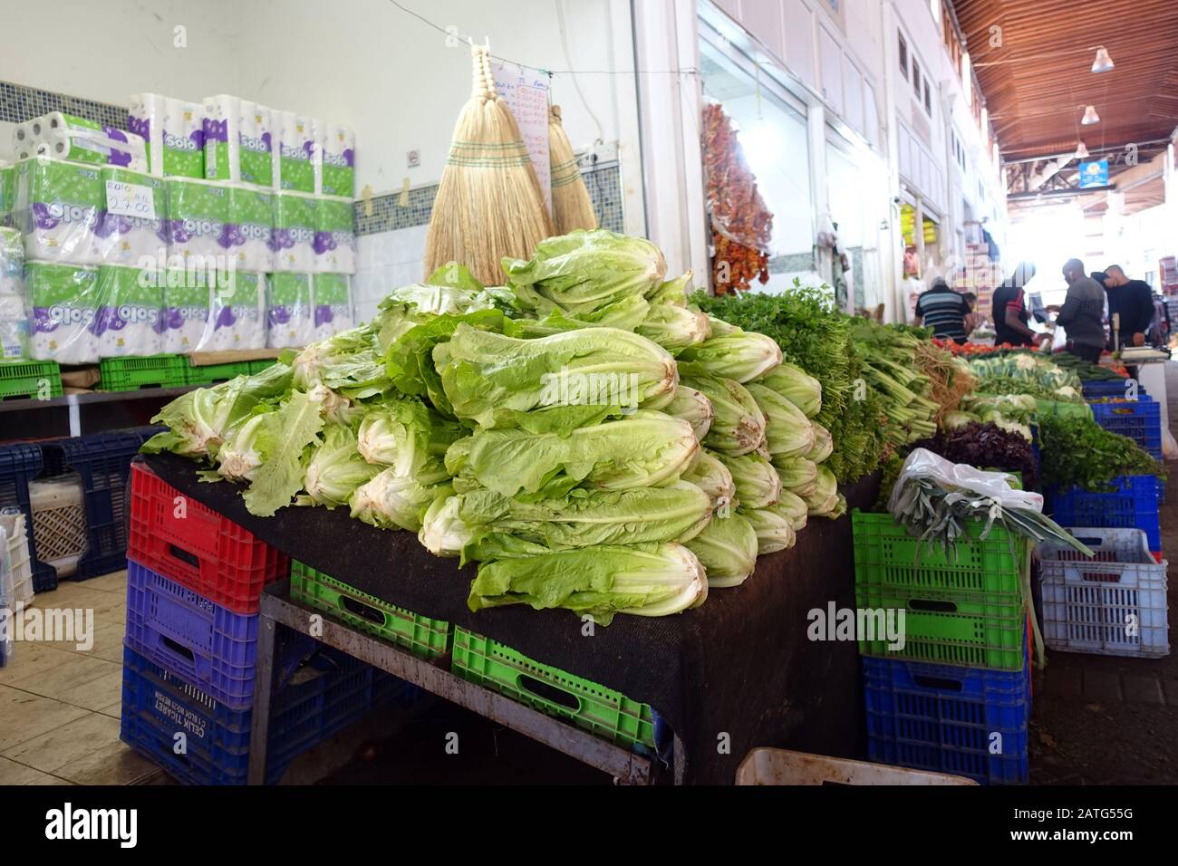 Salat Und Kräuter - Bandabulya Städtischer Markt, Nord-Nokosia, Türkische Republik Nordzypern Banque D'Images
