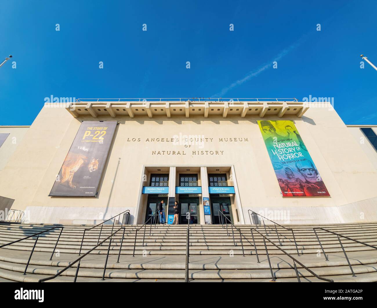 Los Angeles, 15 janvier : vue extérieure du Musée d'histoire naturelle du comté de Los Angeles (NHM) le 15 JANVIER 2020 à Los Angeles, Californie Banque D'Images