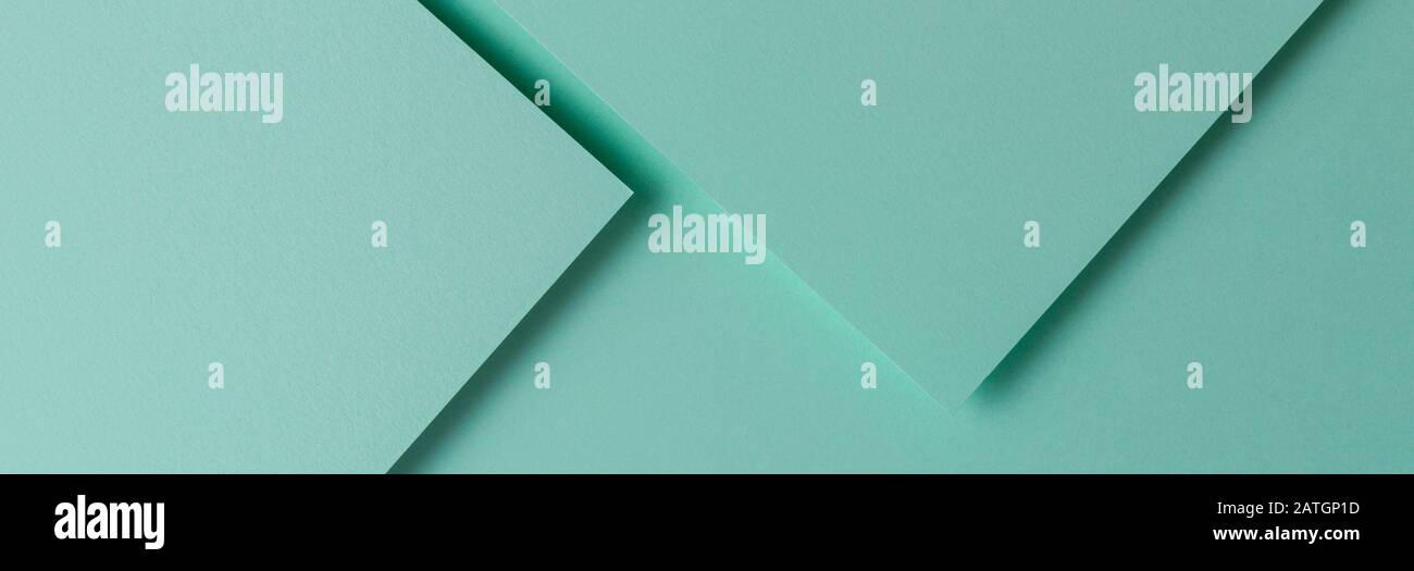 Arrière-plan abstrait de texture de papier créatif monochrome. Formes géométriques et lignes minimales en vert clair Banque D'Images