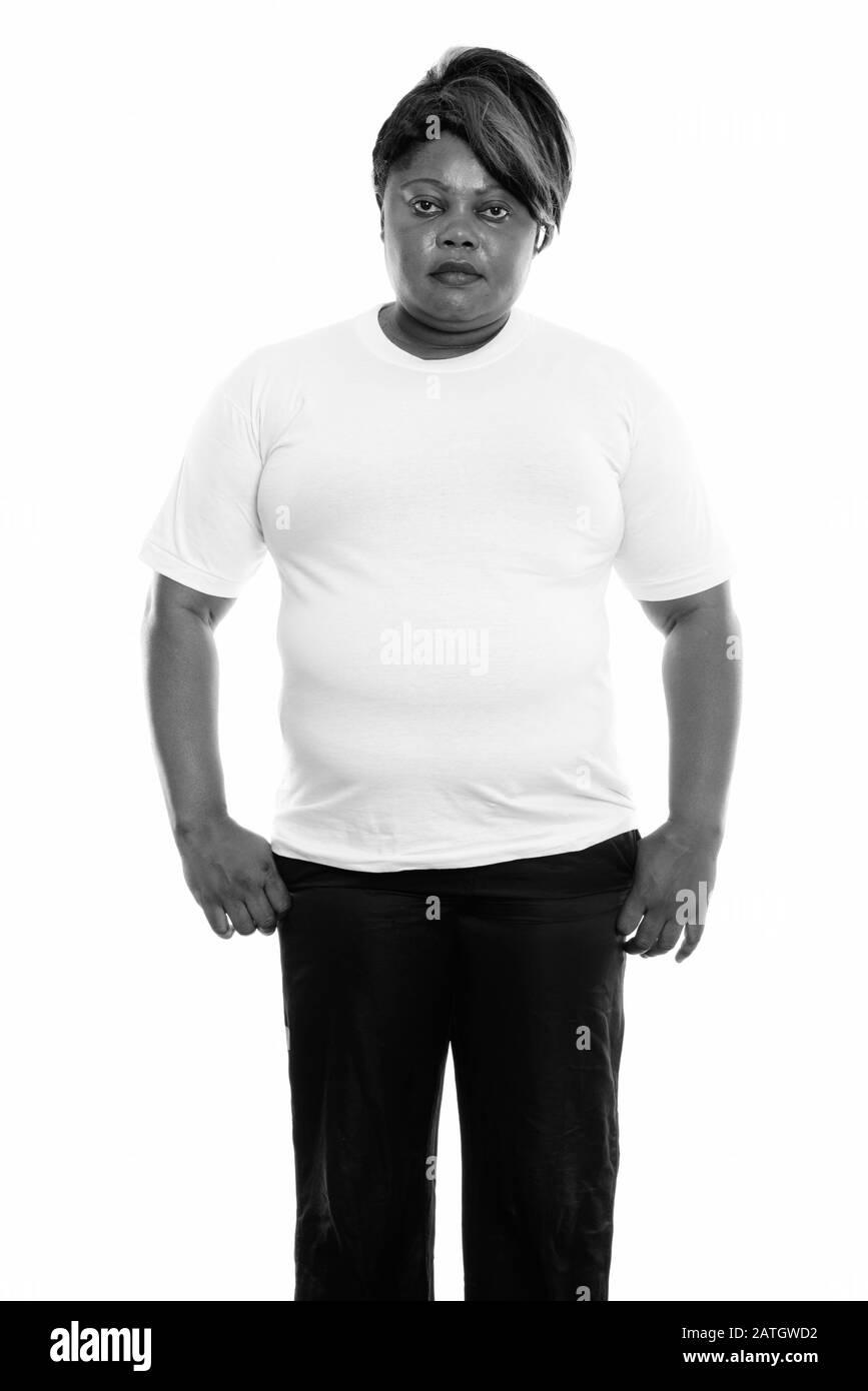 Portrait de femme africaine noire gras préparation en vue du sport Banque D'Images