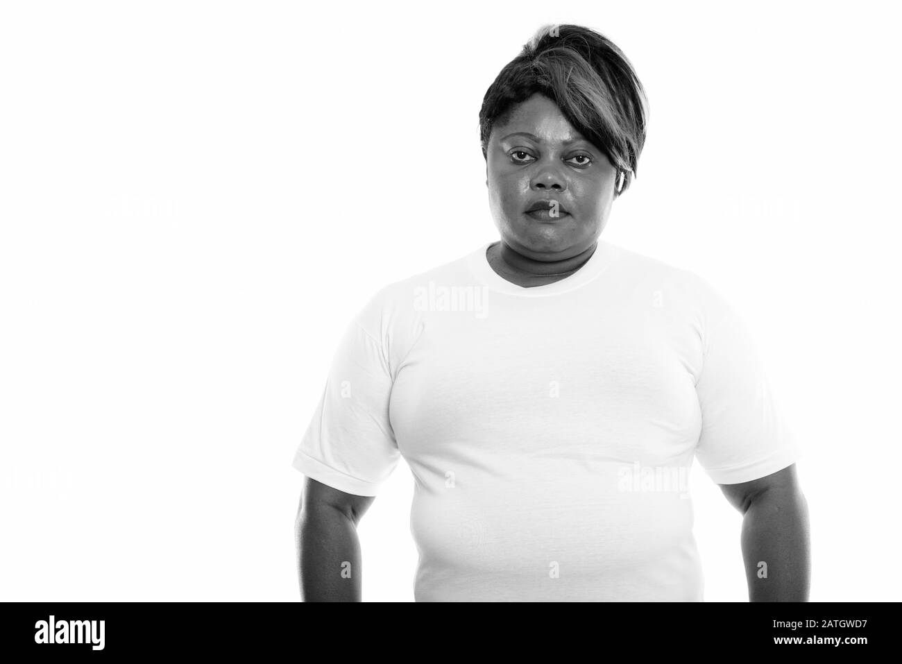 Portrait de femme africaine noire gras prêt pour salle de sport Banque D'Images