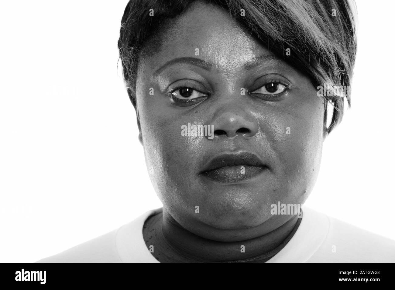 Portrait de femme africaine noire gras prêt pour salle de sport Banque D'Images