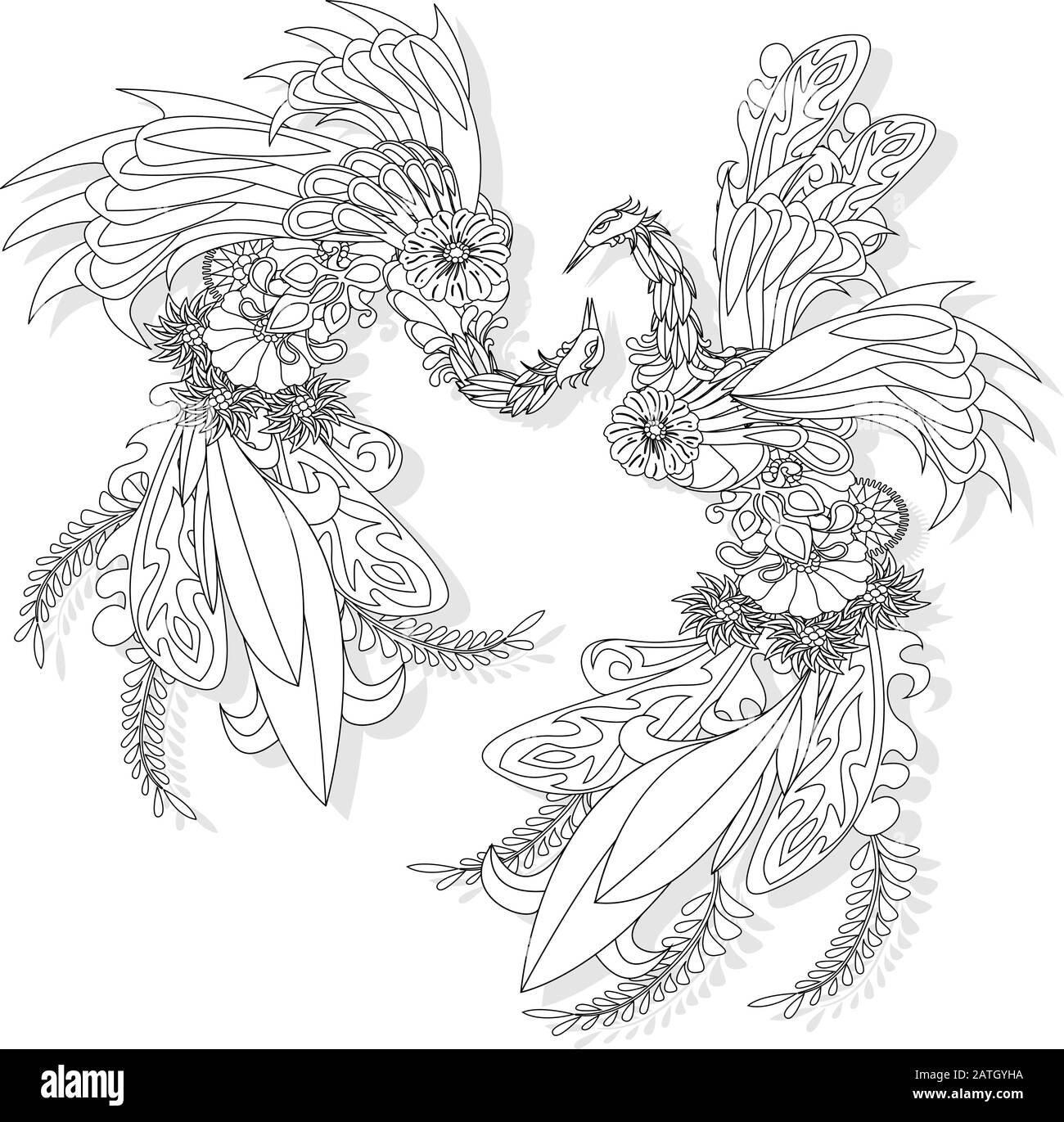 Image vectorielle florale ukrainienne. Fleur dans le style de la peinture de Petrykivka. Elément isolé pour la conception. Page de coloriage Illustration de Vecteur