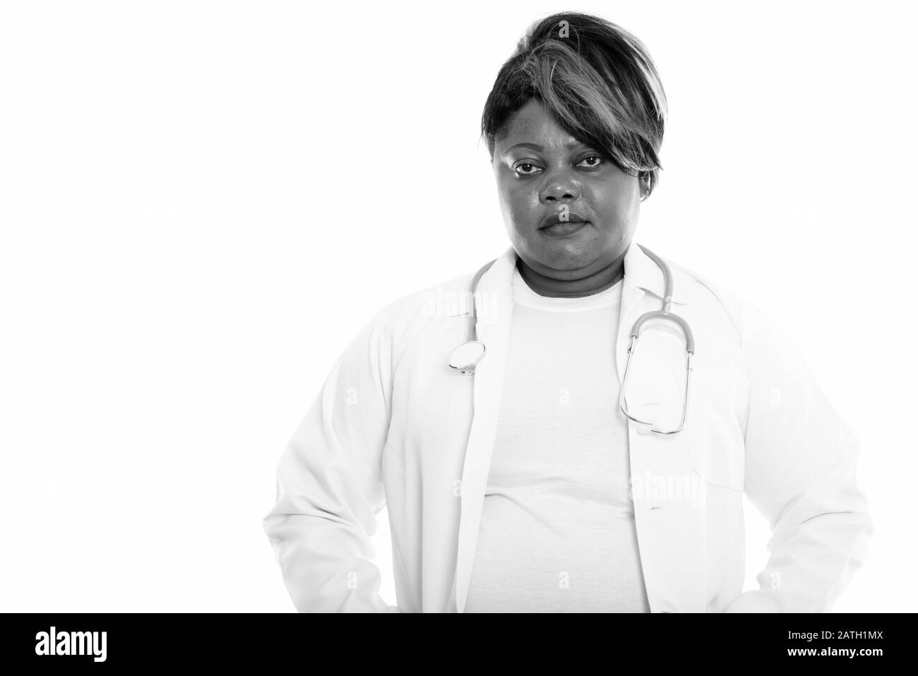Portrait de femme médecin africain noir gras Banque D'Images