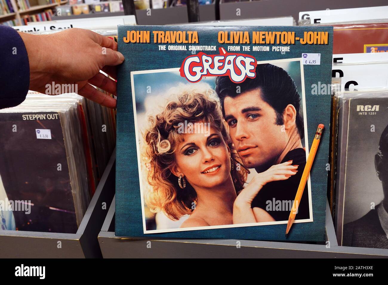 Album LP de Grease: La bande originale de Soundtrack de l'Image de mouvement Banque D'Images