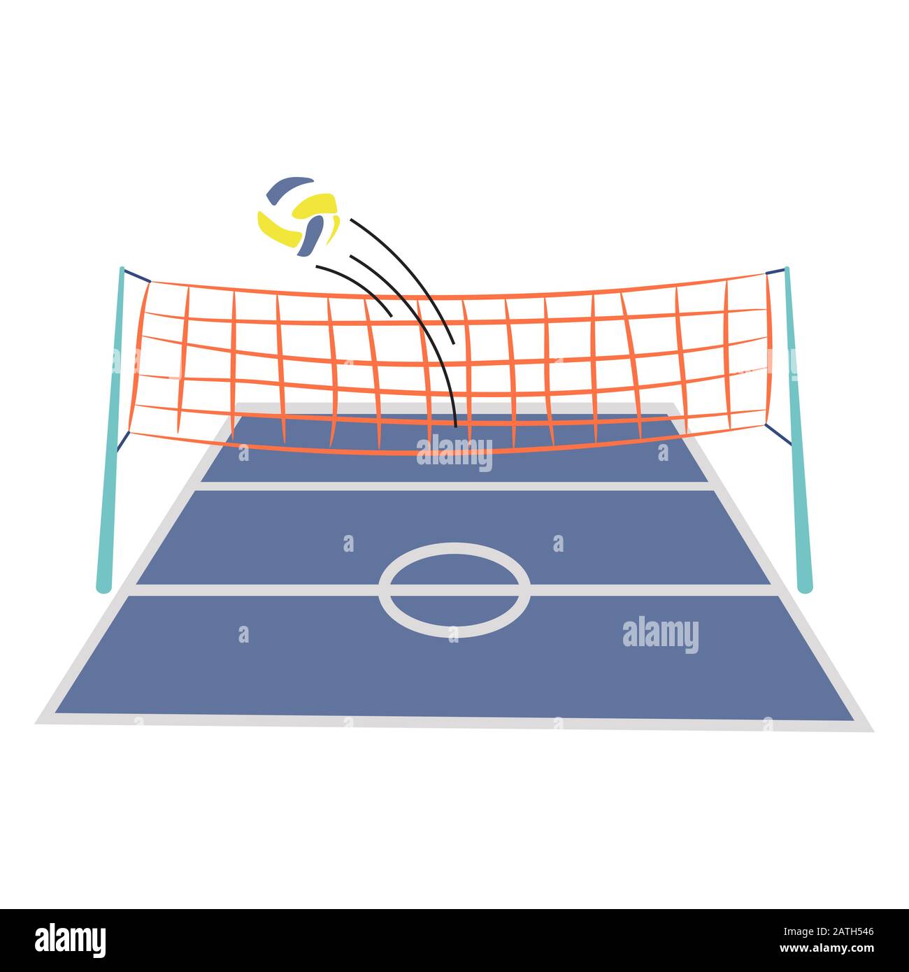 Illustration vectorielle de dessin animé sur terrain de volley-ball. Illustration de Vecteur