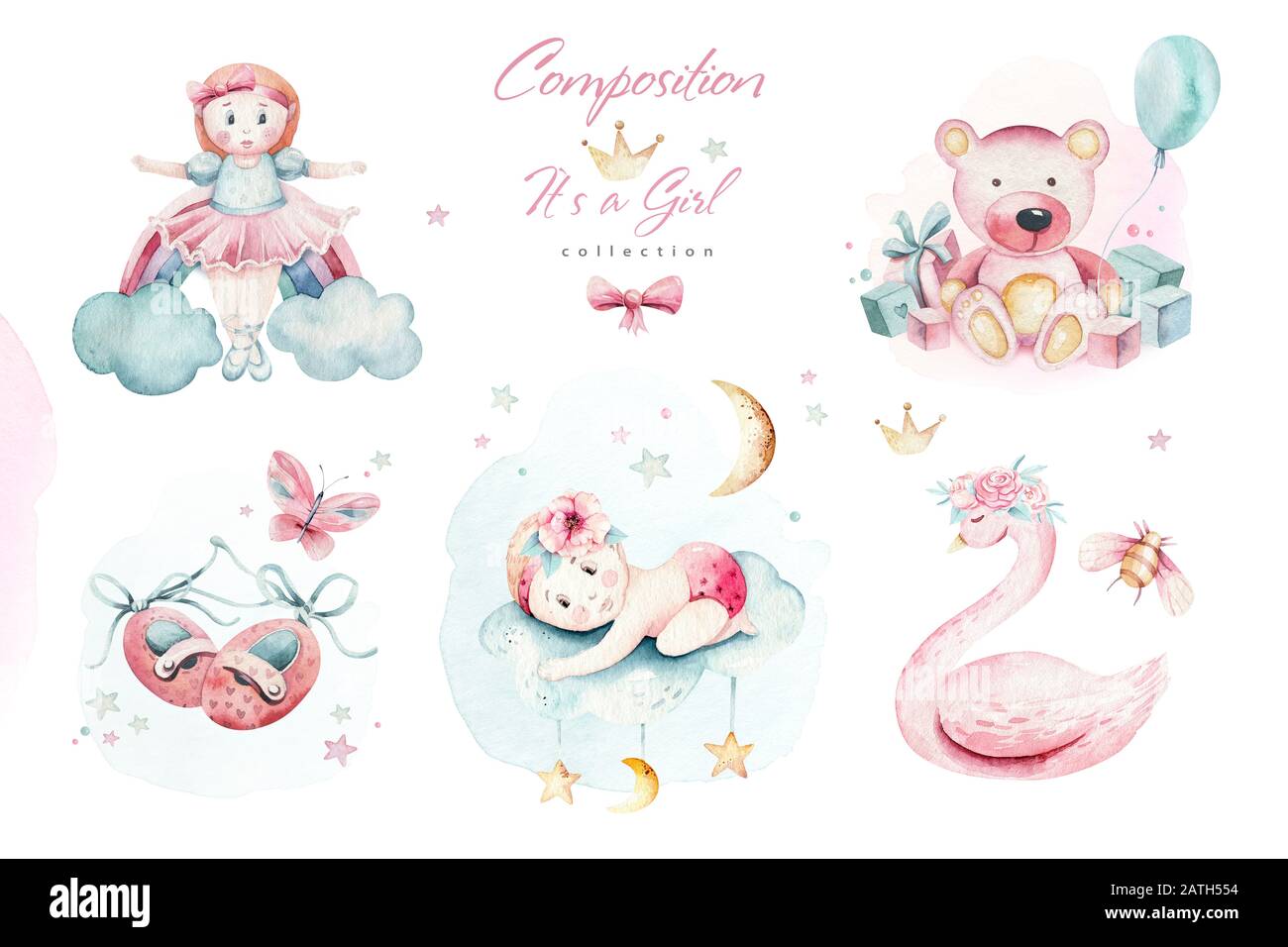 Swan Watercolor Banque D Image Et Photos Alamy