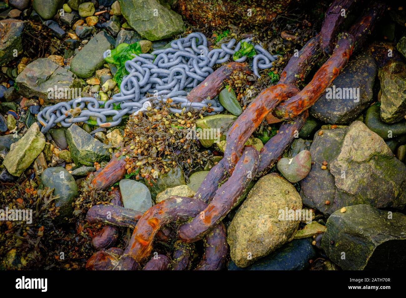 Anchor Chain Mousehole Penzance Cornwall Angleterre Banque D'Images