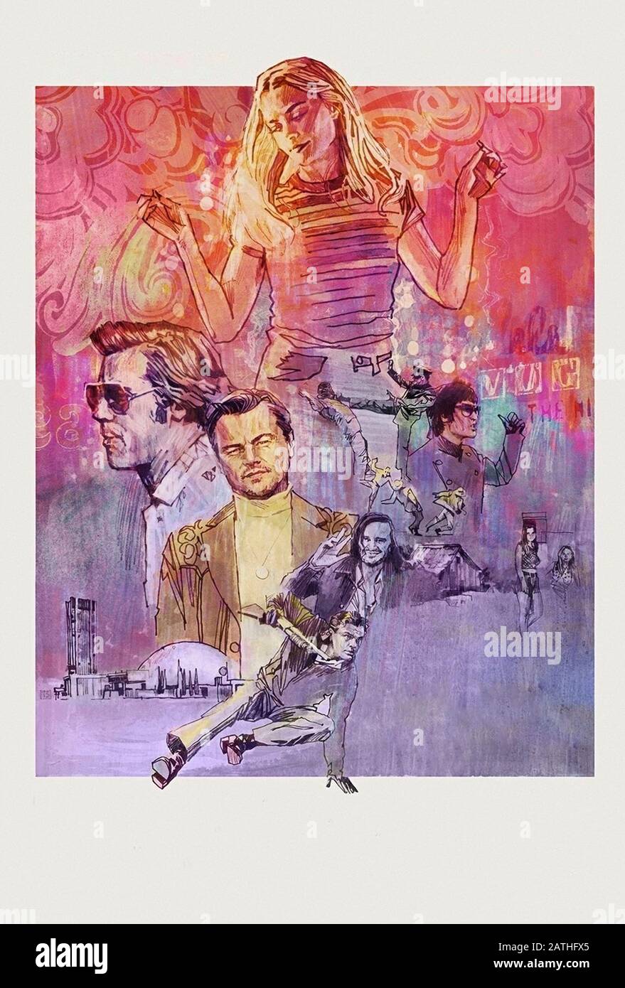 Une Fois À Hollywood Année : 2019 Usa / Royaume-Uni / Chine Directeur : Quentin Tarantino Poster (Key Art) Banque D'Images