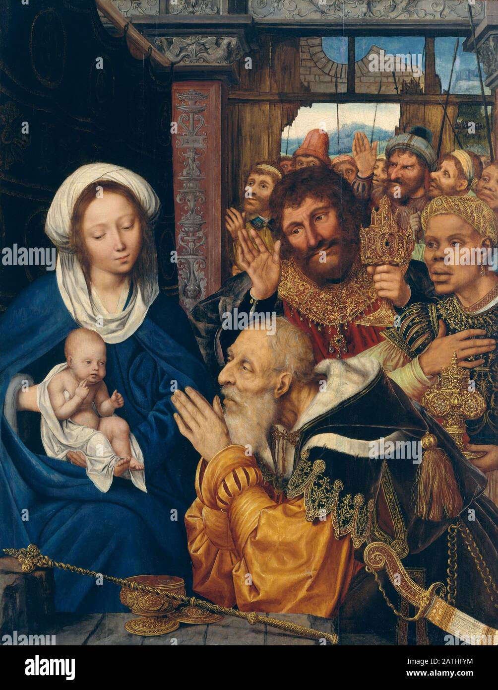 Quentin Metsys Ecole hollandaise L'adoration de l'huile de Magi 1526 sur le bois (102,9 x 80 cm) New York, Metropolitan Museum of Art Banque D'Images