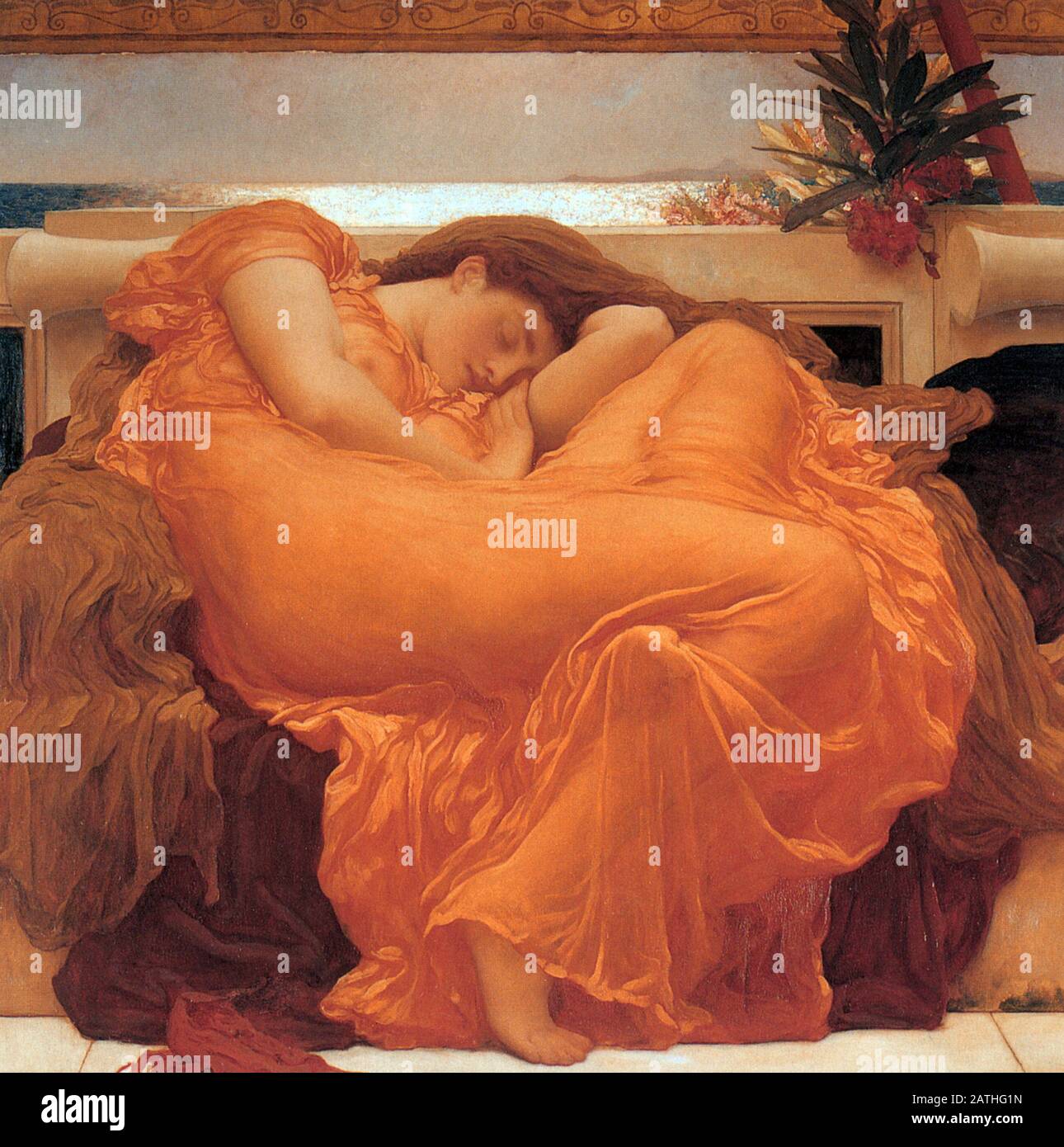 Frédéric Leighton 1830-1896 Flaming juin 1895 huile sur toile (120,6 x 120,6 cm) Ponce, Musée des beaux-arts Banque D'Images
