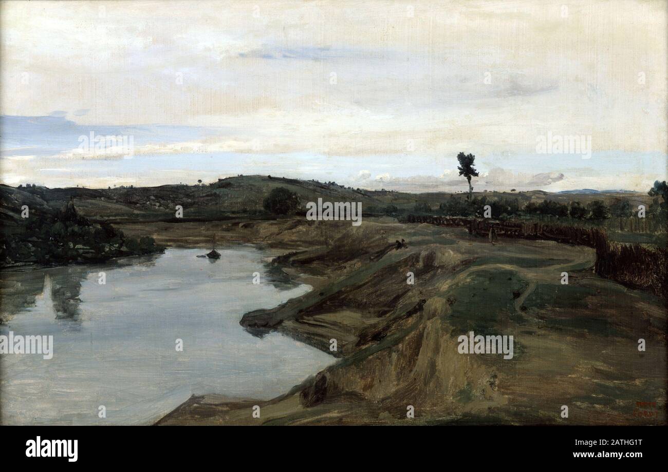 Jean-Baptiste Camille Corot, école française Poussin, la Campagna romaine du XIXe siècle huile sur toile (33 x 51 cm) Paris, musée du Louvre Banque D'Images
