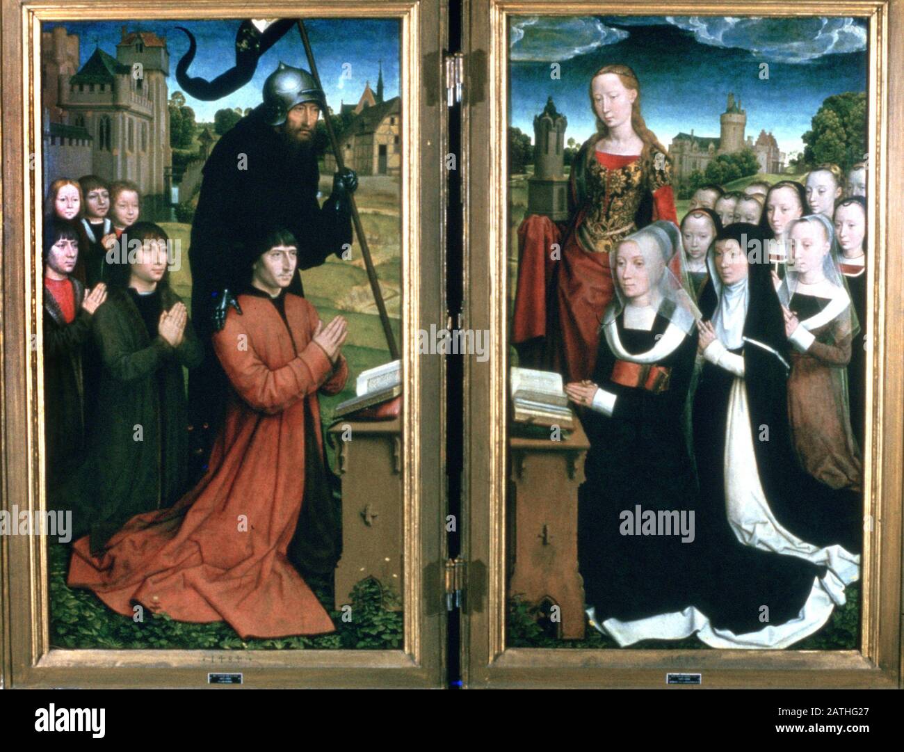 Triptyque de la famille Moreel', 1484. Situé dans la collection au musée Groeninge de Bruges. Banque D'Images