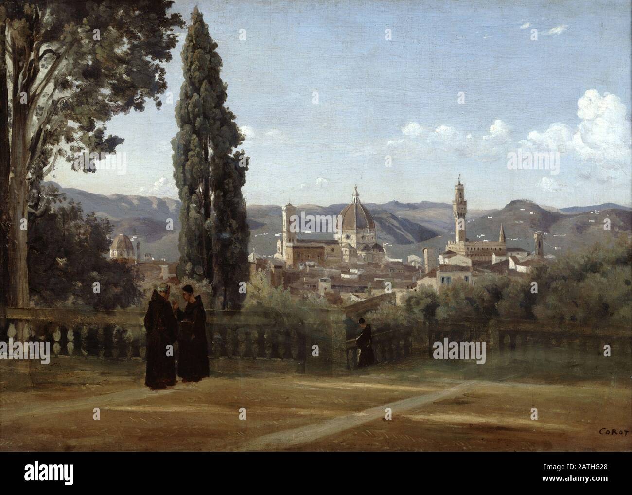 Camille Corot Ecole Française Florence. Vue du jardin de Boboli huile sur toile (51 x 73 cm) Paris, musée du Louvre Banque D'Images