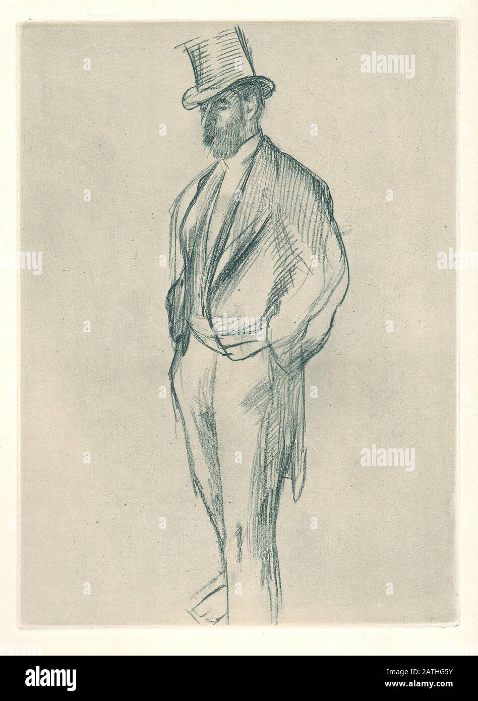Portrait de Ludovic Halevy Illustration d'une série de 32 gravures d'Edgar Degas qui illustrent une courte histoire écrite par Ludovic Halevy 'la famille Cardinal'. Paris, 1939 Banque D'Images
