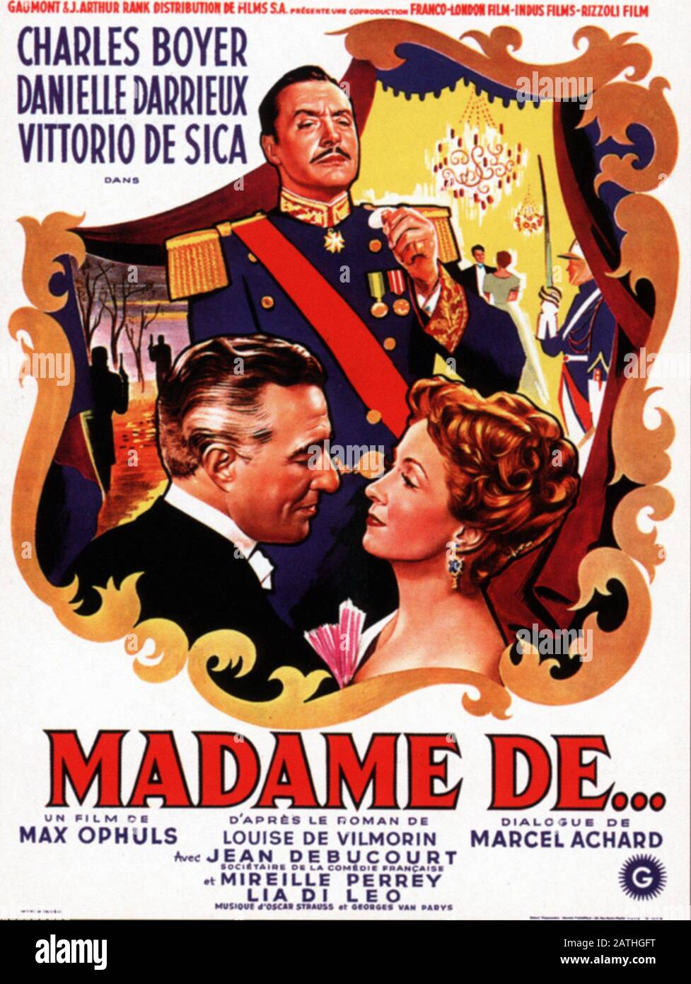 Madame De Year : 1953 Directrice France / Italie : : Affiche Max Ophuls (Fr) Banque D'Images