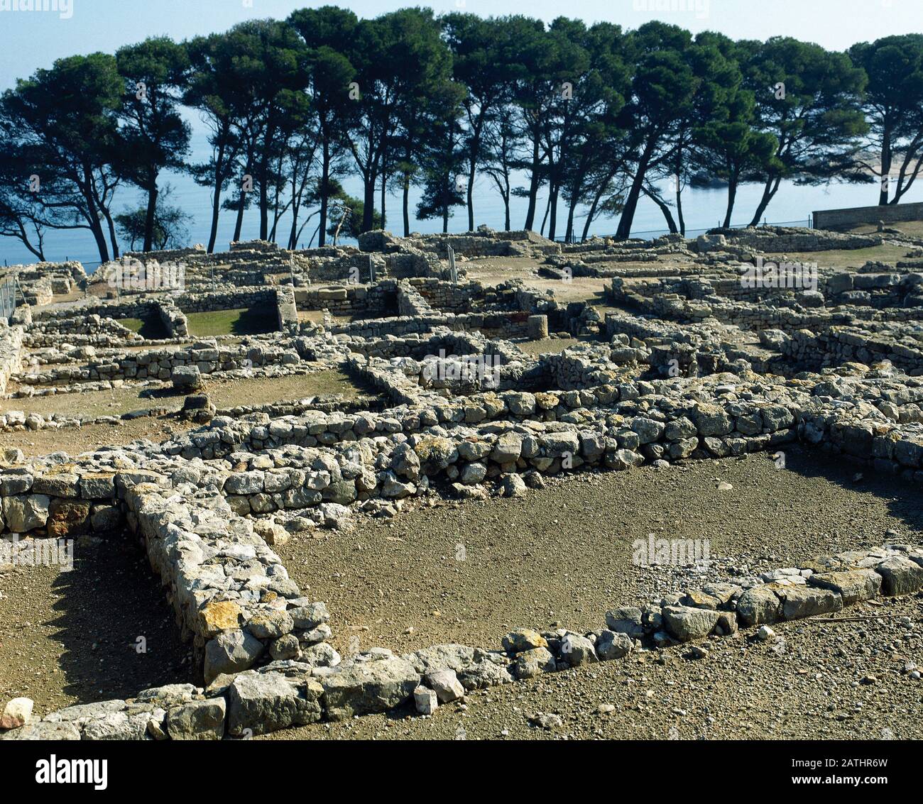 Espagne, Catalogne, Province De Gérone, Empuries. Neapolis. Vue panoramique sur les ruines. Banque D'Images