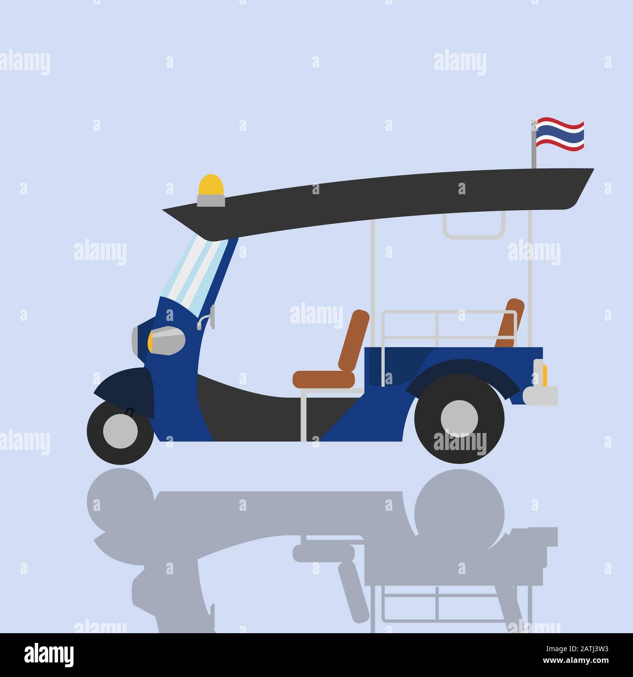 Tuk-tuk thaïlande service de transport voiture illustration vectorielle.plate voiture traditionnelle Thaïlande.véhicule vintage avec drapeau thaïlandais Illustration de Vecteur