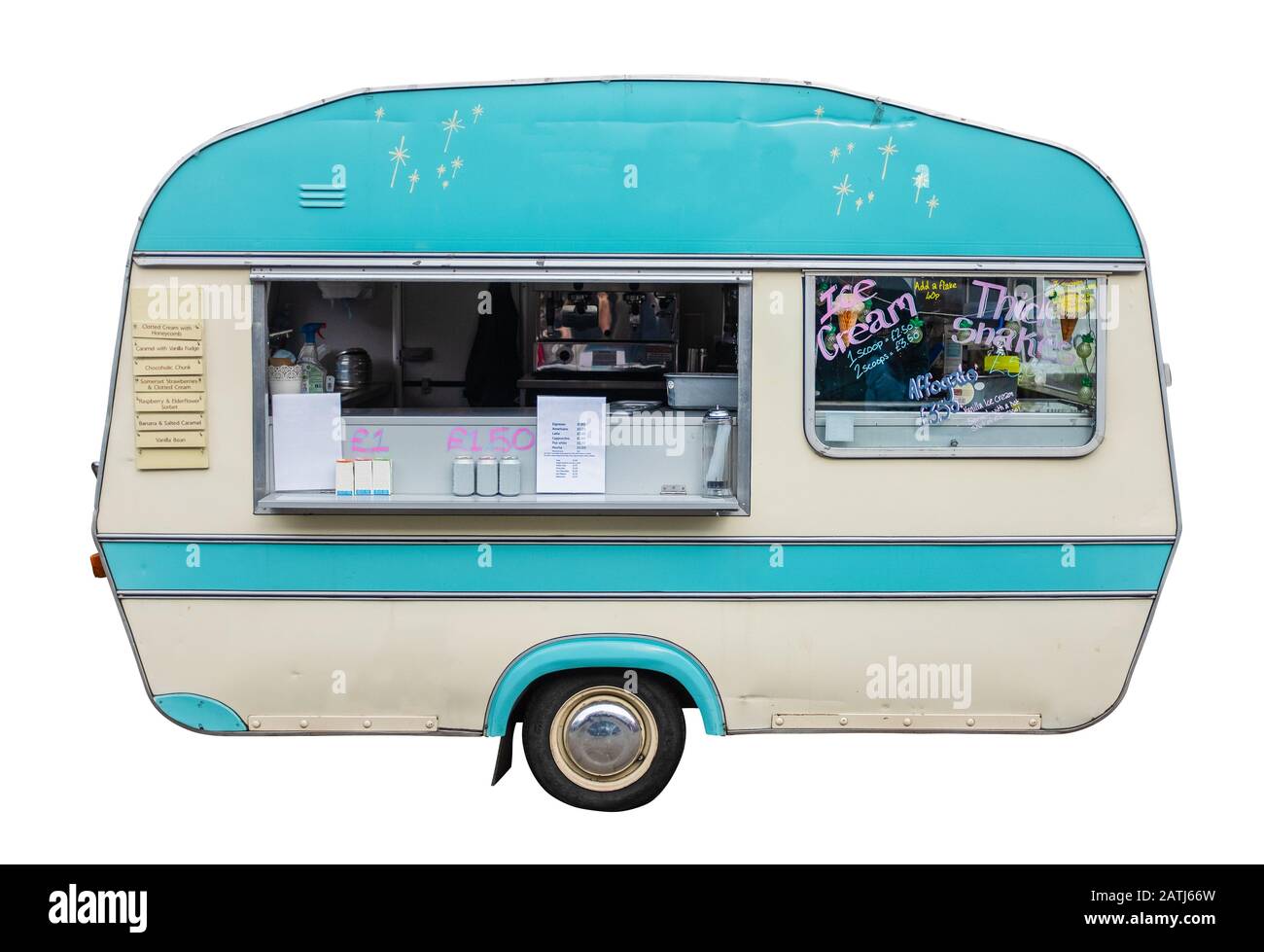 Camion De Cuisine Rétro (Caravan) Pour La Crème Glacée Au Café Et Les Collations Banque D'Images