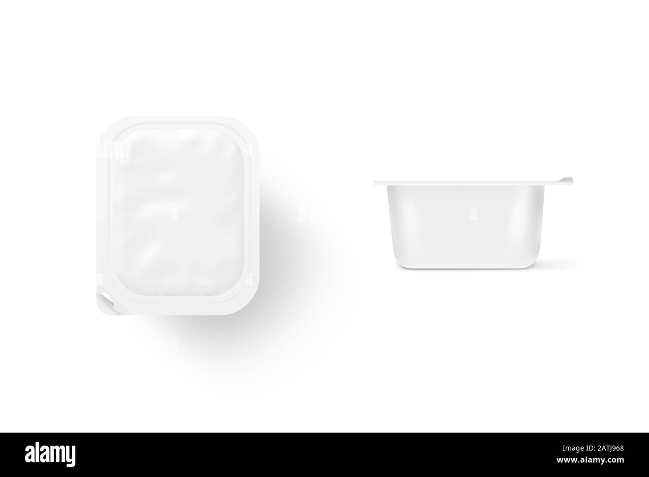 Socle de maquette de boîte à repas blanc vierge isolé. moc pot transparent de Sause Banque D'Images