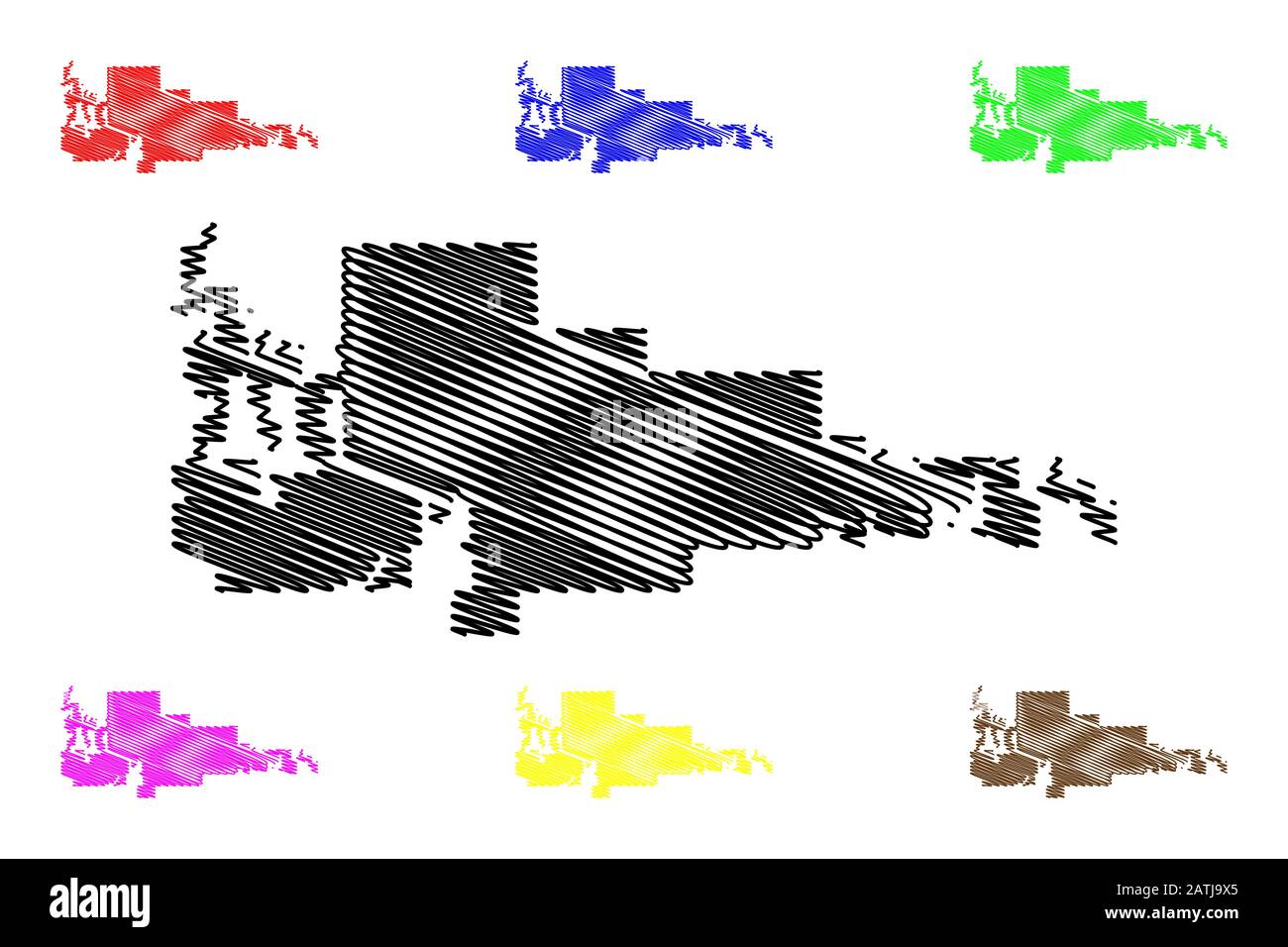 Lancaster City, Californie (États-Unis villes, United States of America, USA) site vector illustration, scribble sketch carte Ville de Lancaster Illustration de Vecteur