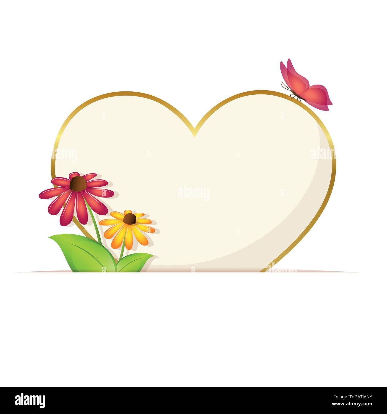 Carte de vœux en papier coeur avec fleurs et illustration vectorielle papillon EPS10 Illustration de Vecteur
