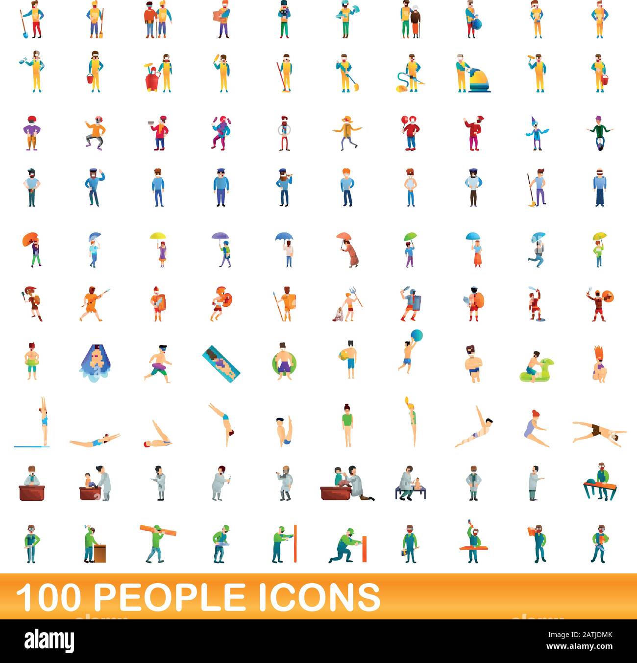 100 personnes icons set. Cartoon illustration de 100 personnes icônes vector set isolé sur fond blanc Illustration de Vecteur