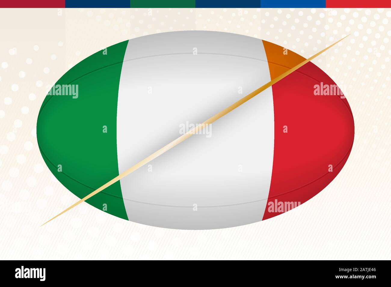 Irlande contre Italie, concept de tournoi de rugby. Drapeau vectoriel stylisé Rugby ball. Illustration de Vecteur