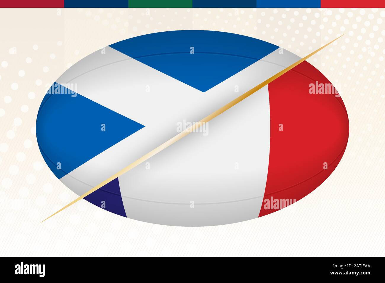 Ecosse contre France, concept de tournoi de rugby. Drapeau vectoriel stylisé Rugby ball. Illustration de Vecteur