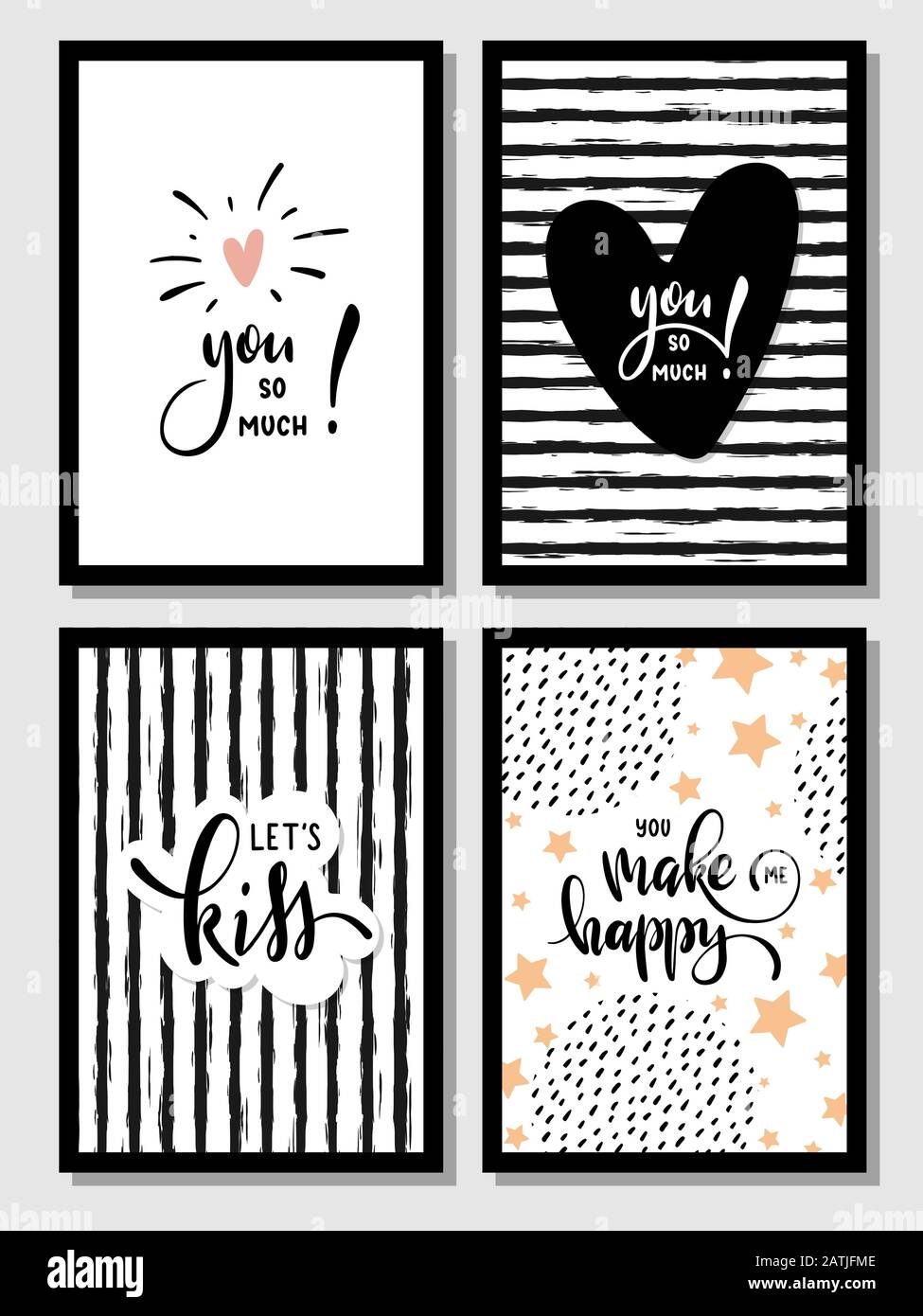 Saint-Valentin jeu de cartes à lettres pour la main sur l'amour Illustration de Vecteur