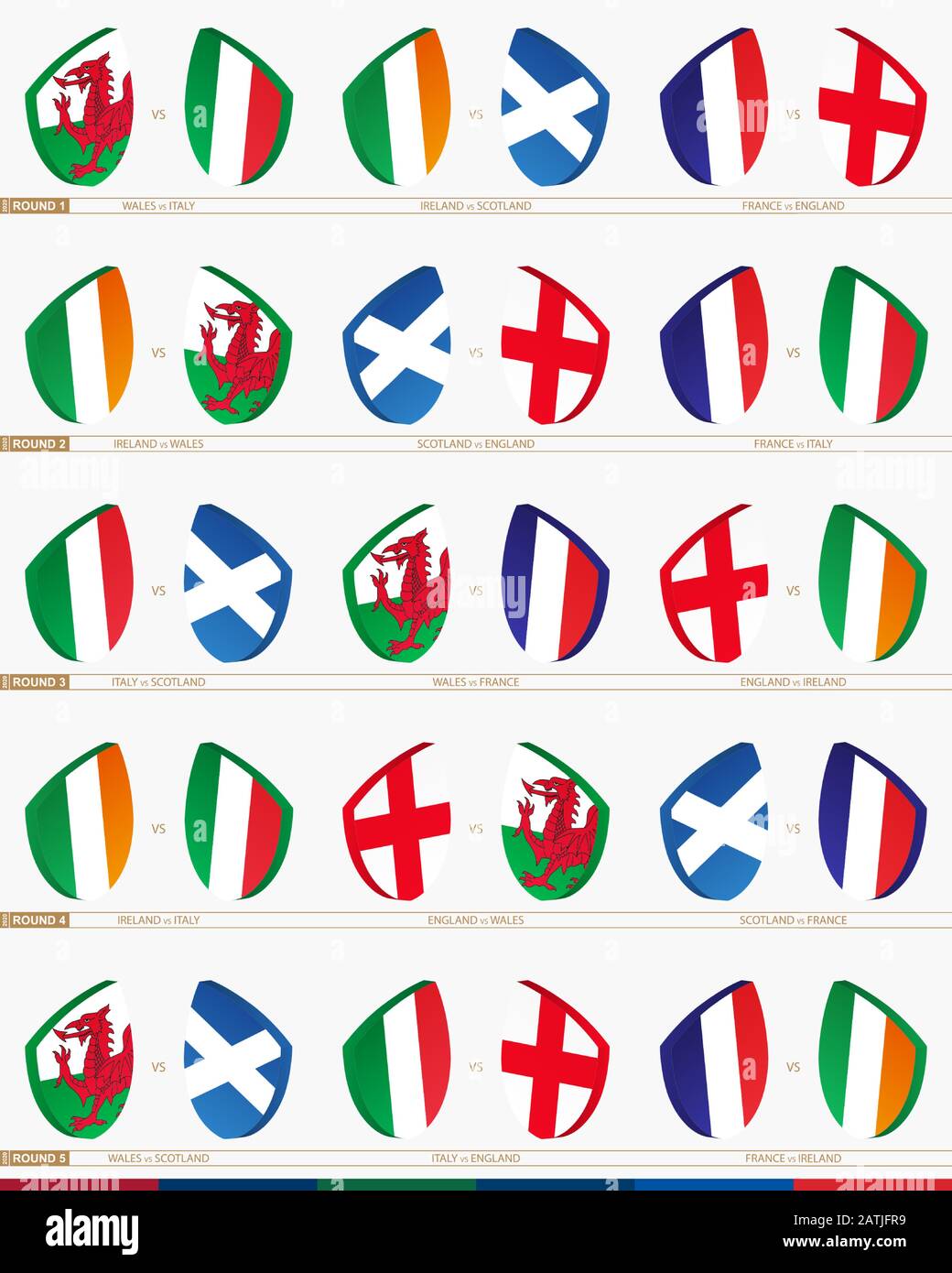15 matches de rugby ensemble de tous les matches, icône de tournoi de rugby. Icône de rugby vectoriel. Illustration de Vecteur