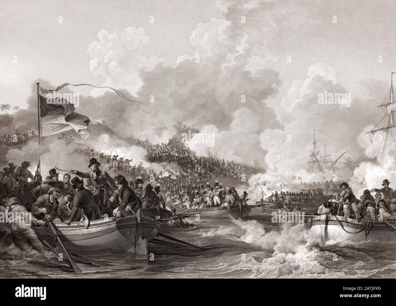 Les troupes britanniques sous le commandement du général Abercromby débarquant à Aboukir Bay, 1801. Sir Ralph Abercromby, 1734-1801. Soldat et politicien écossais. Banque D'Images