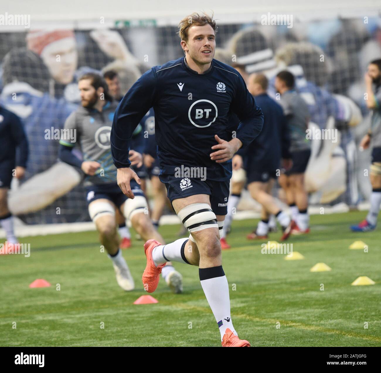 Oriam Sports Performance Center, Riccarton, Édimbourg, Écosse. UK .3ème-Feb-20 Scottish Rugby Jonny Gray Glasgow Warriors session de formation avant 2020 Guinness Six Nations match vs crédit Angleterre: Eric mccowat/Alay Live News Banque D'Images