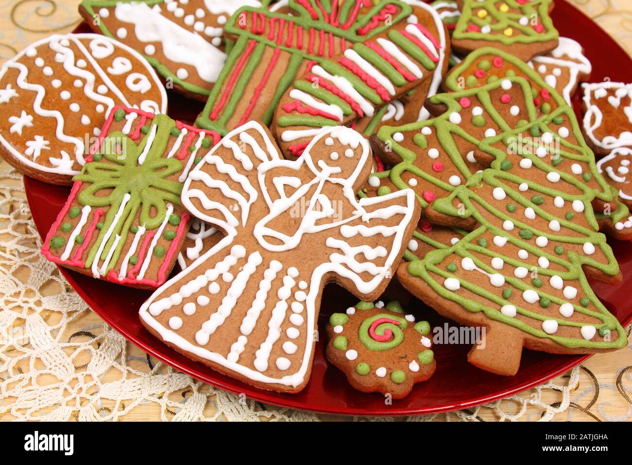 Biscuits de Noël au pain d'épices décorés. Joli ange Banque D'Images