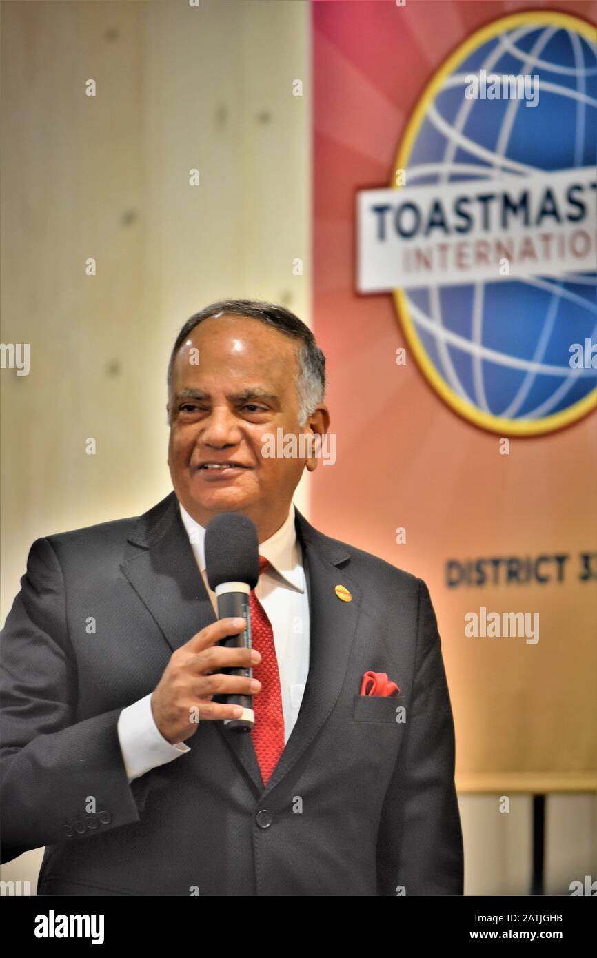 Deepak Menon, DTM, Toastmaster International Président (19-20) de New Delhi, Inde, Président, leader, Administrateur, rencontre mondiale des membres Banque D'Images