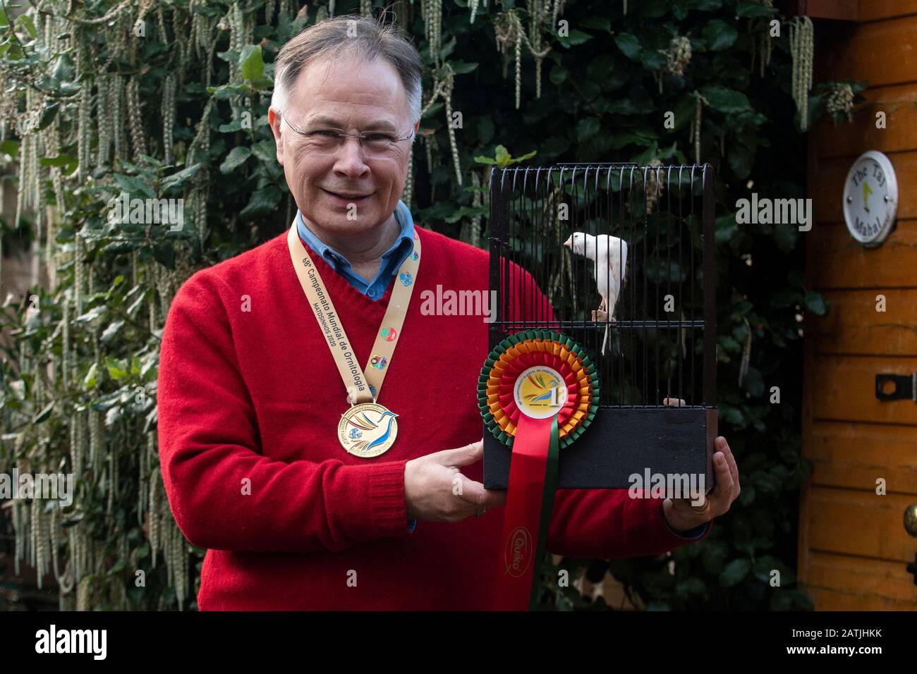 Donald Skinner-Reid, Champion Du Monde Des Canaries. Duddingston, Édimbourg, Midlothian, Royaume-Uni. 03,02, 2020. Retraité Du Procureur D'Édimbourg, Donald Skinner-Reid, T Banque D'Images