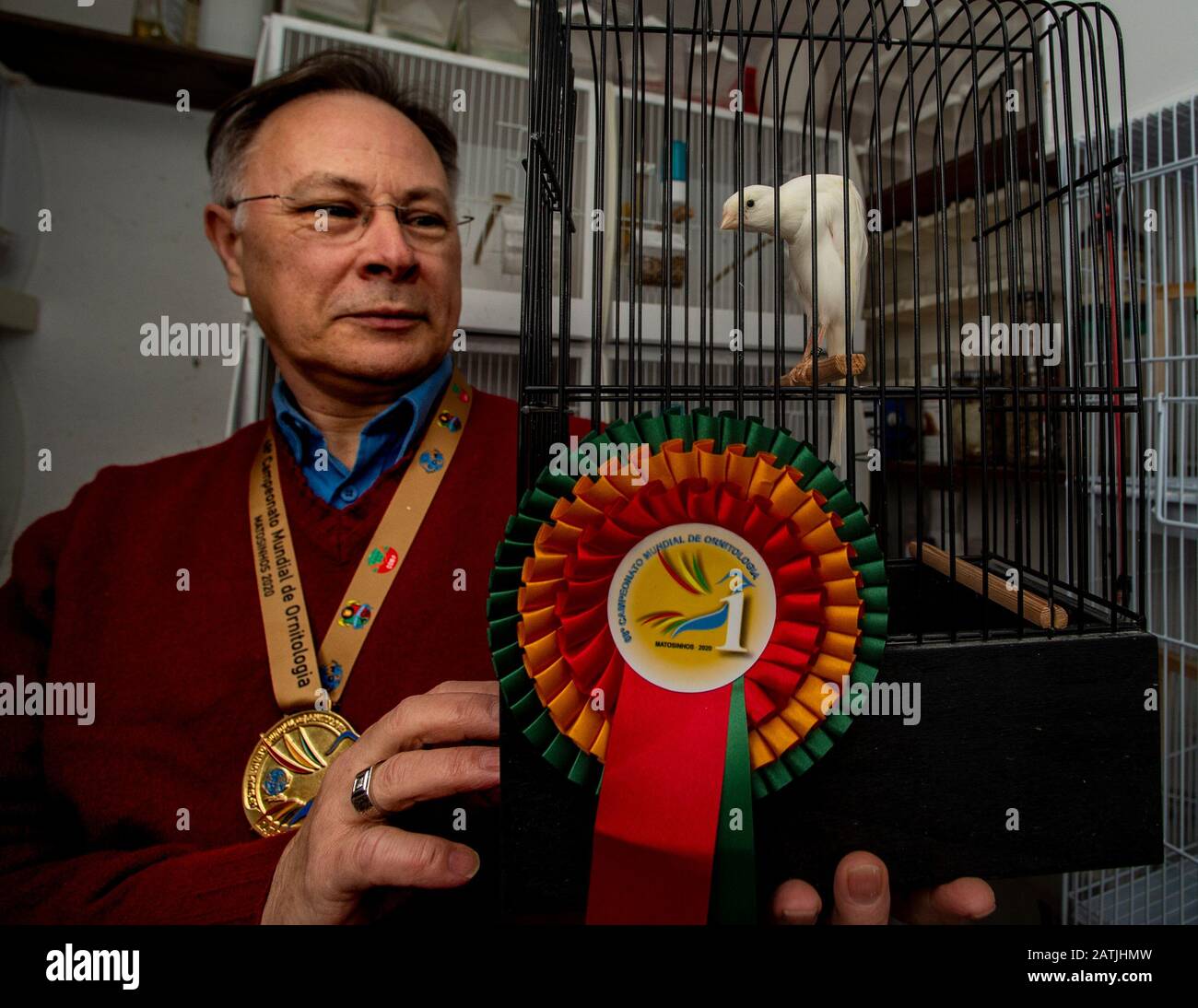 Donald Skinner-Reid, Champion Du Monde Des Canaries. Duddingston, Édimbourg, Midlothian, Royaume-Uni. 03,02, 2020. Retraité Du Procureur D'Édimbourg, Donald Skinner-Reid, T Banque D'Images