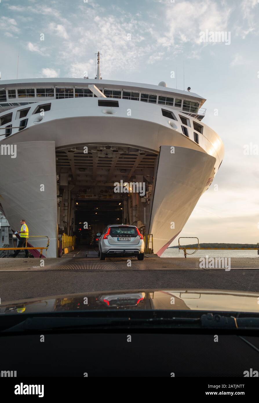 Éditorial 08.30.2019 Turku Finlande À bord du grand ferry pour voiture Baltic Princess qui se dirige vers Stockholm dans la soirée Banque D'Images