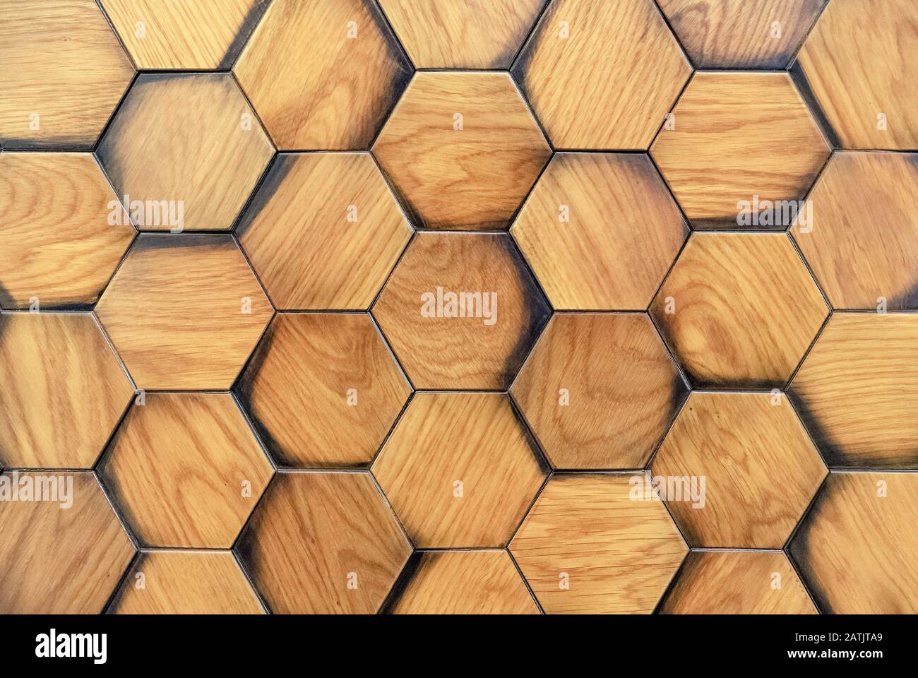 Panneau mural en bois avec effet 3D. Texture volumétrique de chêne. Banque D'Images